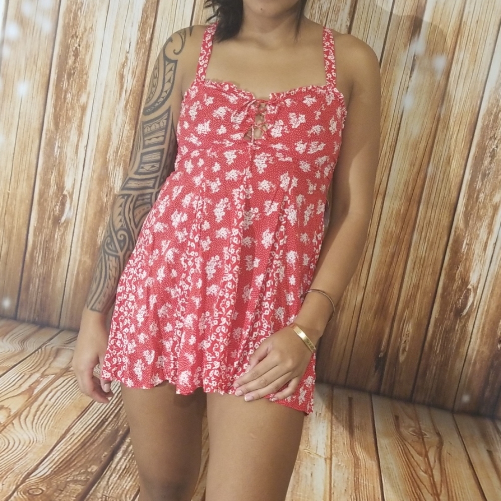 Brand New Free People Red Combo Mini Dress